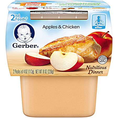 2nd Foods 4 oz Apples & Chicken Baby Dinner - 2 Pk