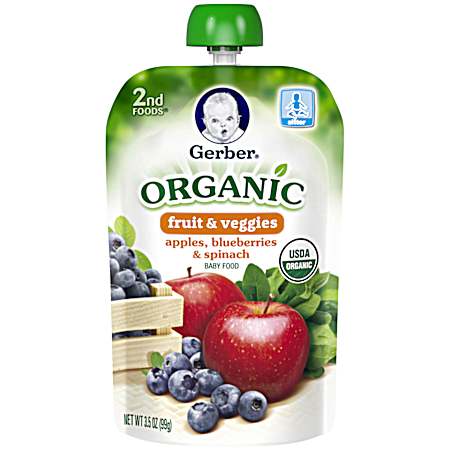 2nd Foods 3.5 oz Organic Apple/Blueberry/Spinach Baby Food