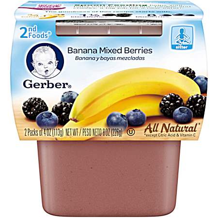 2nd Foods 4 oz Banana/Mixed Berries Baby Food  - 2 Pk