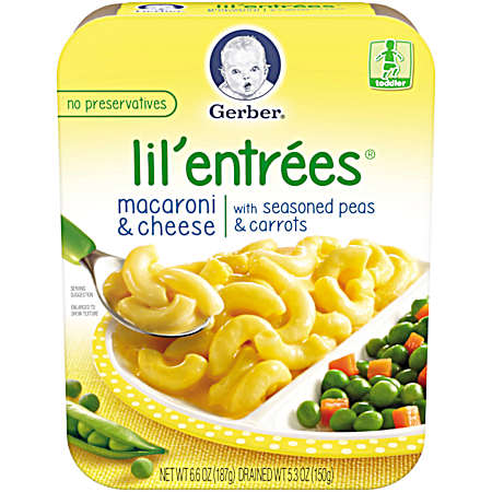 Lil' Entrees 6.67 oz Macaroni & Cheese w/ Peas & Carrots Toddler Meal