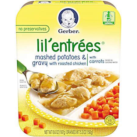 Lil' Entrees 6.67 oz Mashed Potatoes & Gravy w/ Roasted Chicken & Carrots Toddler Meal
