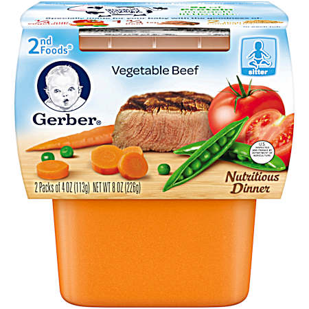 2nd Foods 4 oz Vegetable Beef Baby Dinner - 2 Pk