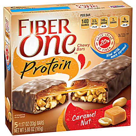Caramel Nut Chewy Protein Bars - 5 Pk