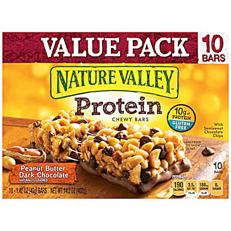 Peanut Butter Dark Chocolate Protein Chewy Granola Bars - 10 Ct