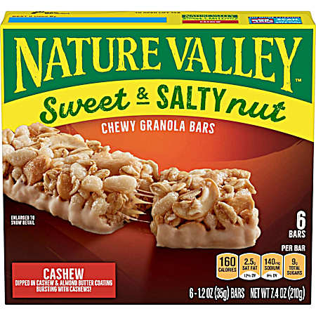 Sweet & Salty Cashew Granola Bars - 6 Pk