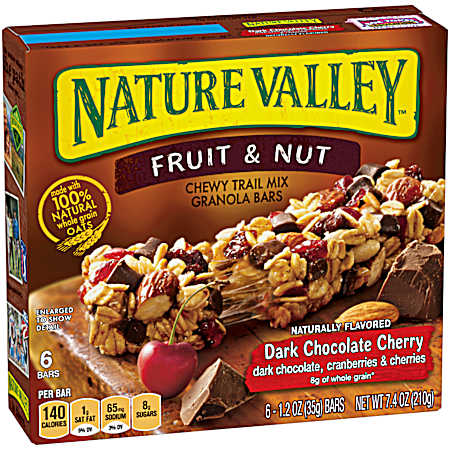 Fruit & Nut Dark Chocolate Cherry Granola Bars - 6 Pk