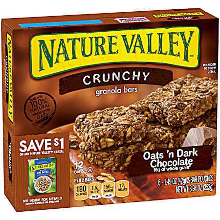 Crunchy Oats N Dark Chocolate Granola Bars - 12 Pk