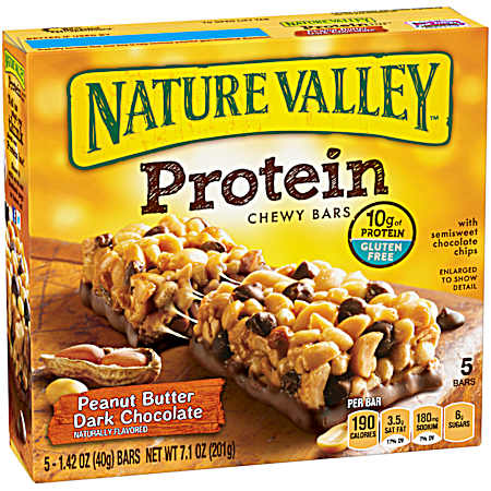 Peanut Butter & Dark Chocolate Protein Chewy Granola Bars - 5 Pk