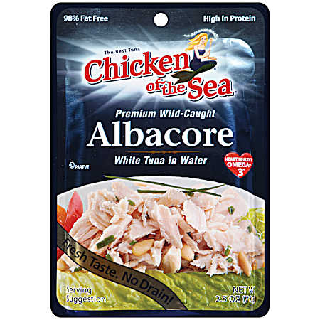 Premium Wild-Caught Albacore White Tuna in Water Pouch