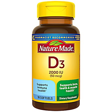50 mcg Vitamin D3 Softgels - 90 Ct