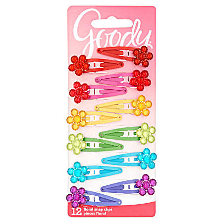 Jeweled Floral Snap Clips - 12 ct
