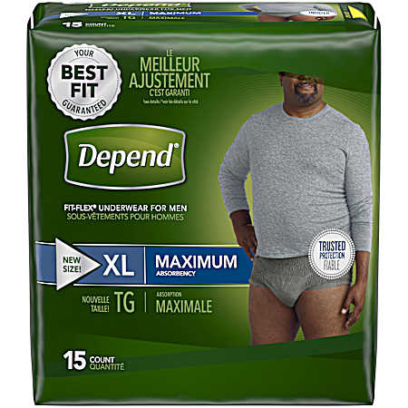 Maximum Absorbency XL Underwear for Men - 15 Ct