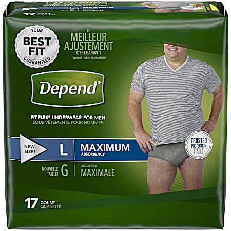 Maximum Absorbency L Underwear for Men - 17 Ct