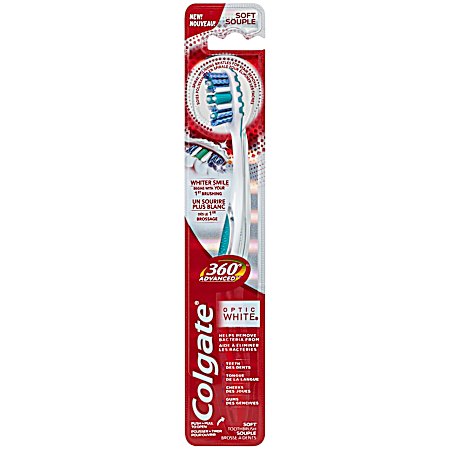 360 Advanced Optic White Soft Manual Toothbrush - 2 Pk, Assorted