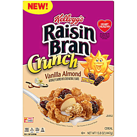 15.8 oz Raisin Bran Crunch Vanilla Almond Breakfast Cereal