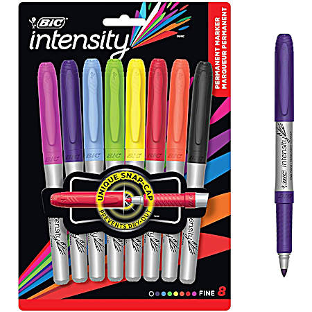 BIC Marking Pen Style Barrel Permanent Marker Set, Fine Tip, Assorted Colors, Set of 8
