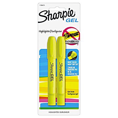 Sharpie Gel Highlighters, Bullet Tip, Fluorescent Yellow, 2 Count