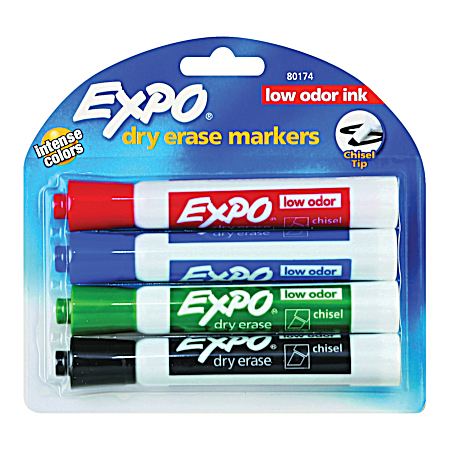 Expo 4pk Dry Erase Markers Chisel Tip Multicolored
