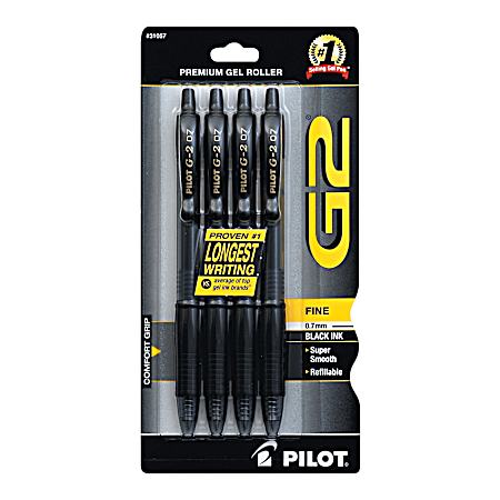 Pilot G2 Retractable Gel Ink Rolling Ball Pen  Fine Point  Assorted Ink  4 Count 17510775