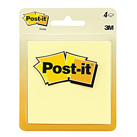 3 in. W X 3 in. L Canary Yellow Sticky Notes 4 pad