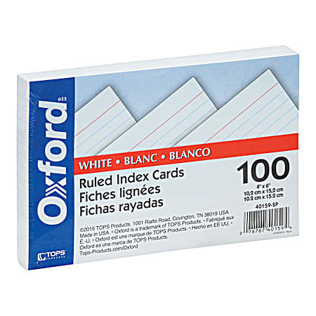 Oxford Index Cards  4  X 6   Ruled  100/pkg