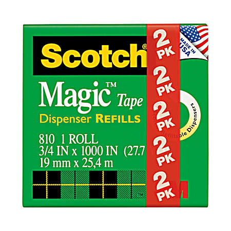 2 pk Magic Tape 3/4 in x 1 000 in Refills