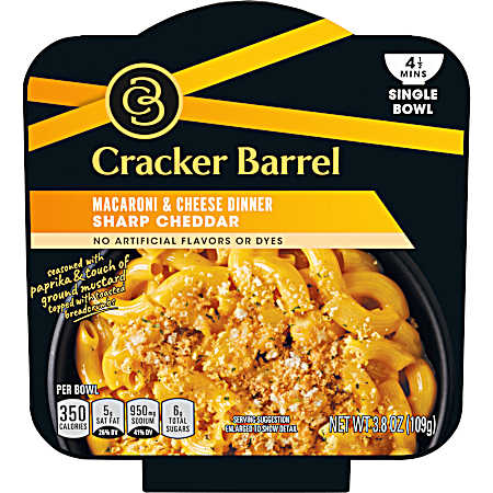 3.8 oz Sharp Cheddar Single Bowl Mac & Cheese Dinner
