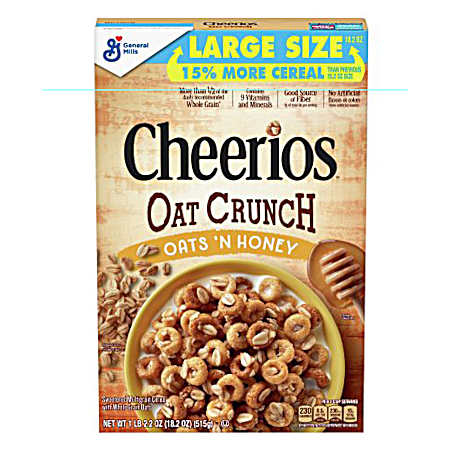 18.2 oz Oats 'n Honey Cheerios Oat Crunch Breakfast Cereal