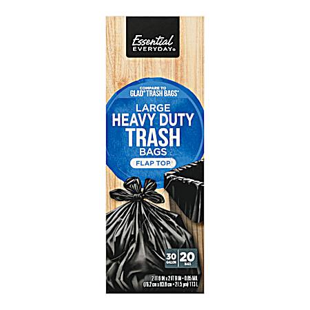 30 Gal Heavy Duty Flap Top Trash Bags - 20 ct