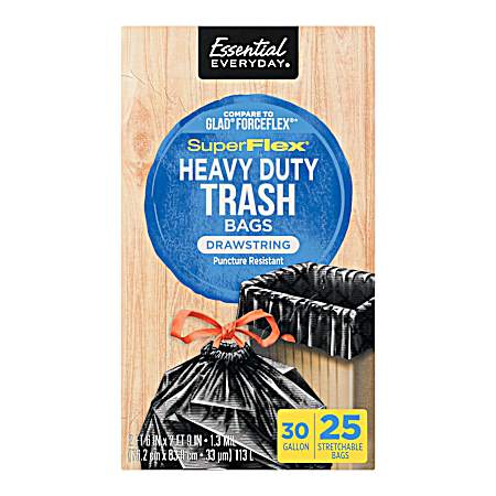 30 Gal Heavy Duty SuperFlex Trash Bags - 25 ct