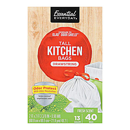 13 Gal Tall Kitchen Fresh Scent Trash Bags - 40 ct