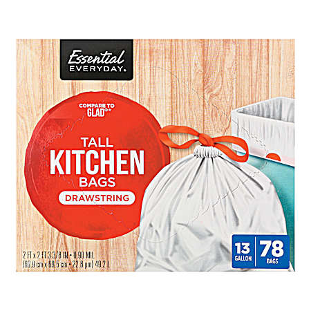 13 Gal Tall Kitchen Drawstring Trash Bags - 78 ct