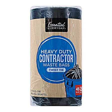 45 Gal Heavy Duty Contractor Twist Tie Waste Bags - 20 ct