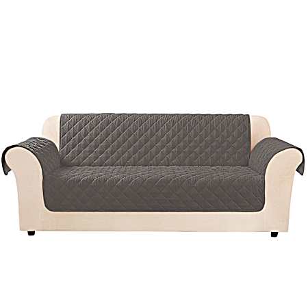 Non-Slip Water-Resistant Gray Microfiber Sofa Protector