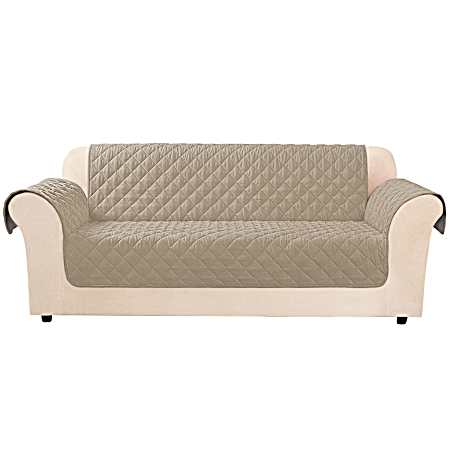 Non-Slip Water-Resistant Taupe Microfiber Sofa Protector
