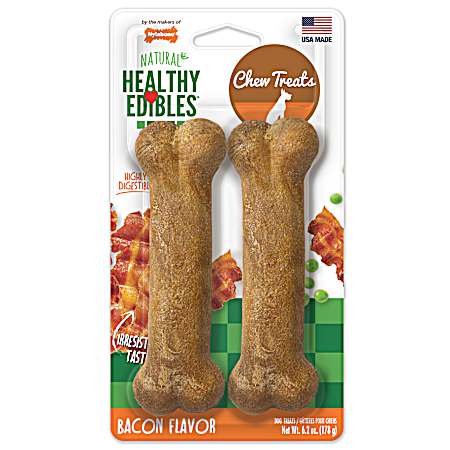 Healthy Edibles Wolf Size Bacon Flavor Wholesome Dog Treat - 2 Pk