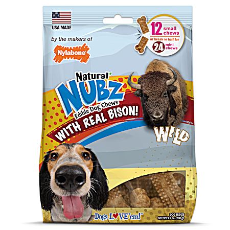 Natural NUBZ 8.6 oz Bison Small Edible Dog Chews - 12 Pk
