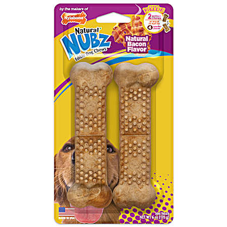 Natural NUBZ 6 oz Bacon Jumbo Edible Dog Chews - 2 Pk