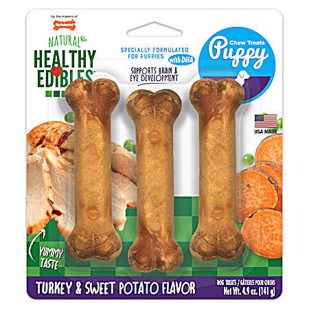 Healthy Edibles Puppy Turkey & Sweet Potato Chew Treats - 3 Pk