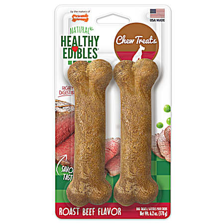 Healthy Edibles Wolf Size All-Natural Roast Beef Dog Chew Treats - 2 Pk