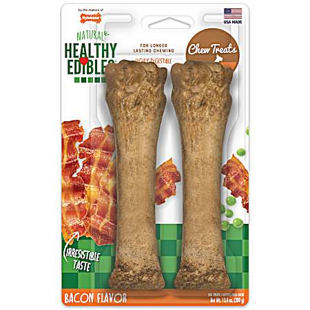 Healthy Edibles Souper Size All-Natural Bacon Dog Chew Treats - 2 Pk