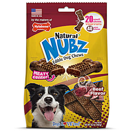 Nubz Small Meaty Center Natural Beef Flavor Edible Dog Chews - 20 Pk