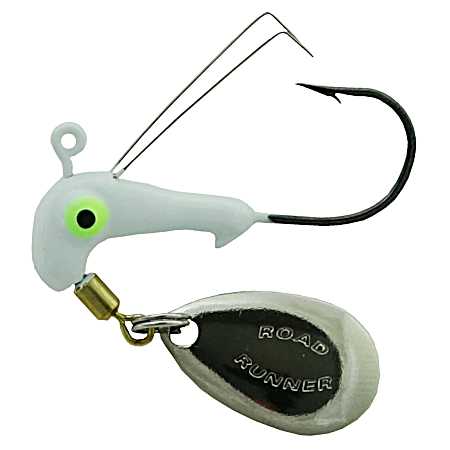White Barbed Weedless Roadrunner Jighead