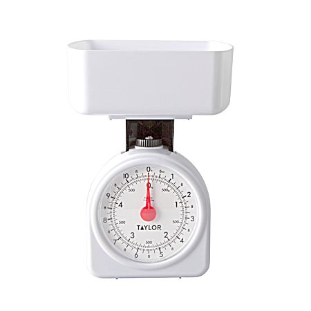 White Analog Kitchen Scale w/ Easy-to-Read Dial