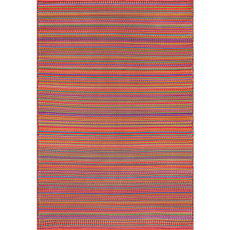 5 ft x 7 ft Rio Collection Red Stripe Outdoor Rug