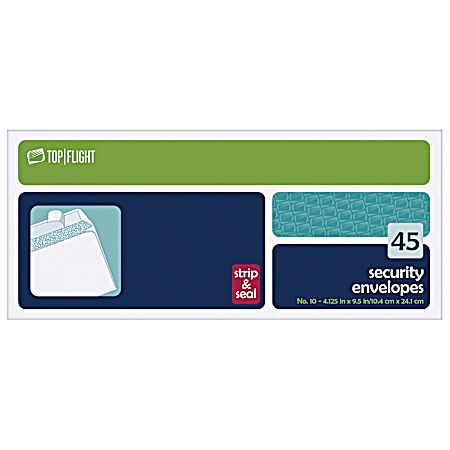 No. 10 Strip & Seal Security Envelopes - 45 Ct