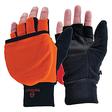 Adult Convertible Blaze Orange Hunter Gloves