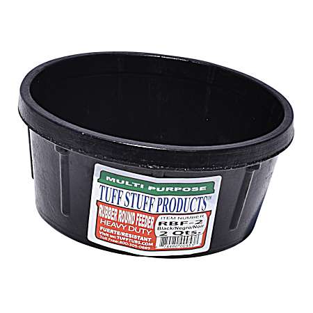 2 qt Black Rubber Heavy-Duty Round Rubber Feeder