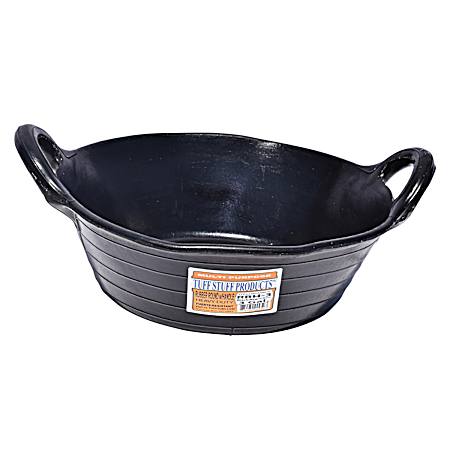 3 gal Black Heavy-Duty Round Rubber Feeder w/ Handles