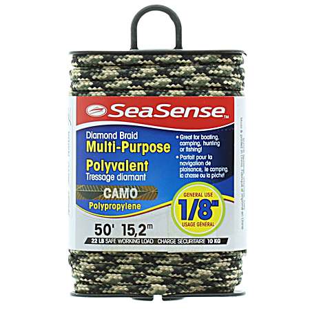 Diamond Braid 50 ft Camo Polypropylene Rope